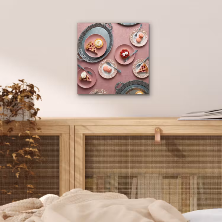 Aluminium schilderij - Dessert - Taart - Gebak - Zoet - Roze — 4
