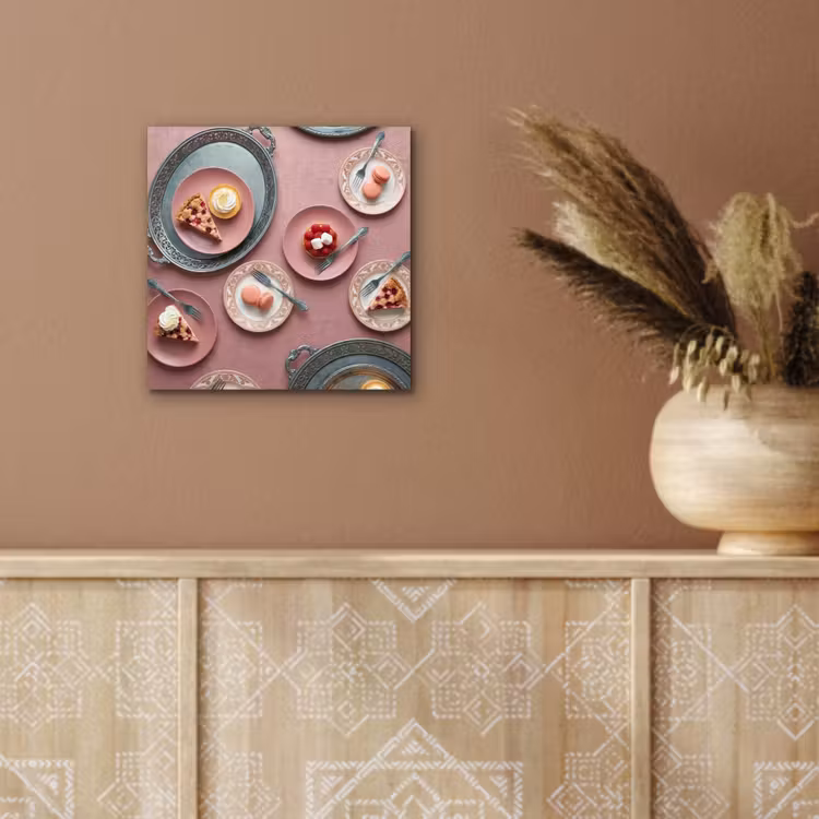 Aluminium schilderij - Dessert - Taart - Gebak - Zoet - Roze — 5