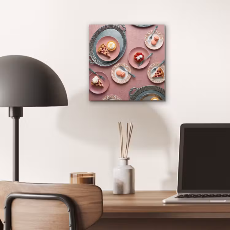 Aluminium schilderij - Dessert - Taart - Gebak - Zoet - Roze — 6