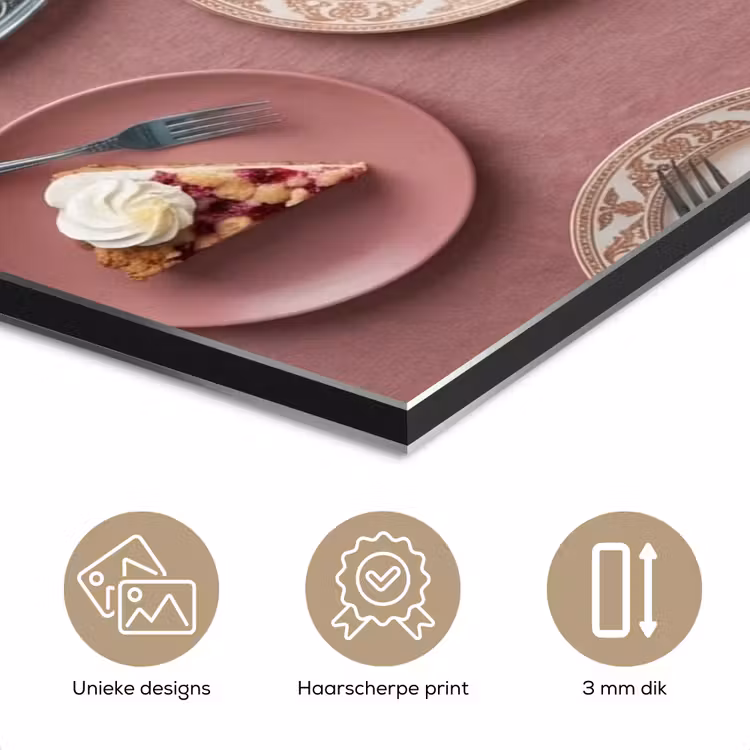 Aluminium schilderij - Dessert - Taart - Gebak - Zoet - Roze — 7
