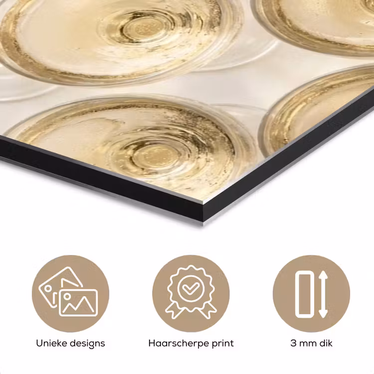 Aluminium schilderij - Drank - Glazen - Feest - Goud — 7