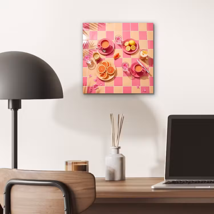 Aluminium schilderij - Eten - Citrusvruchten - Stillevens - Roze - Oranje — 6