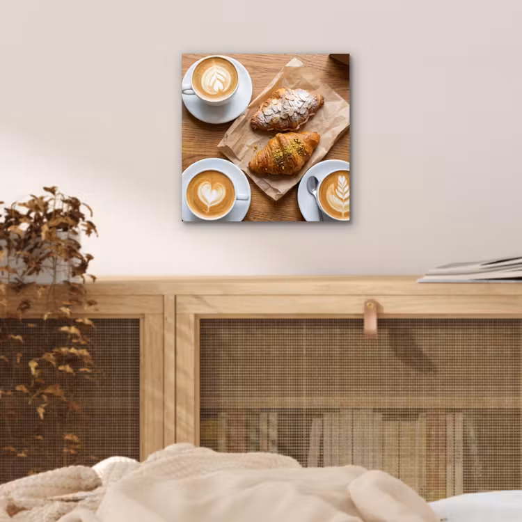 Aluminium schilderij - Eten - Croissant - Koffie - Ontbijt - Modern — 4