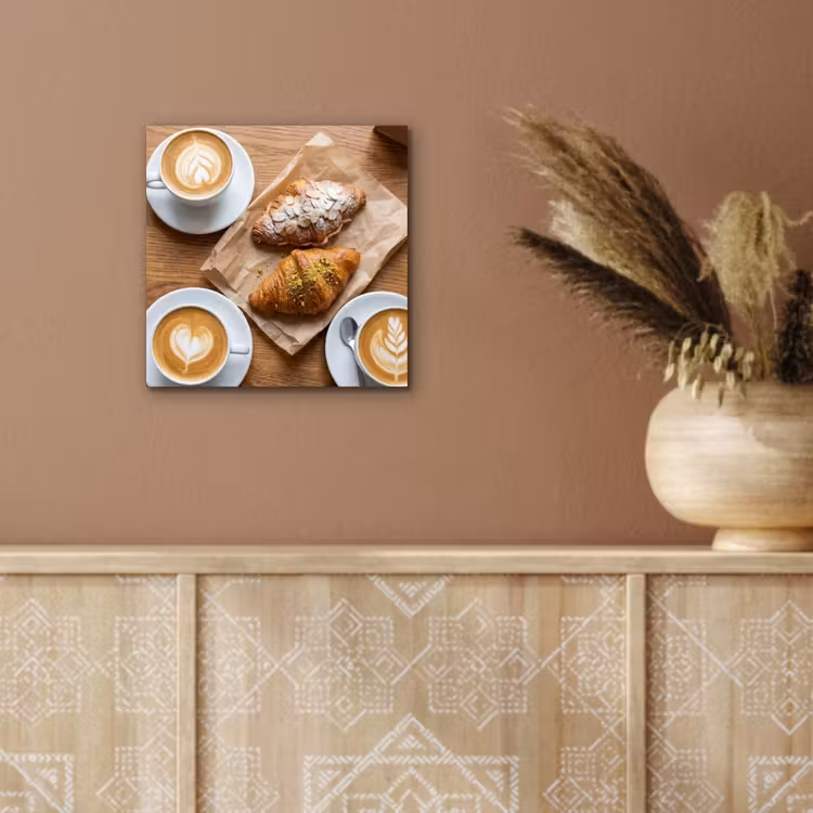 Aluminium schilderij - Eten - Croissant - Koffie - Ontbijt - Modern — 5