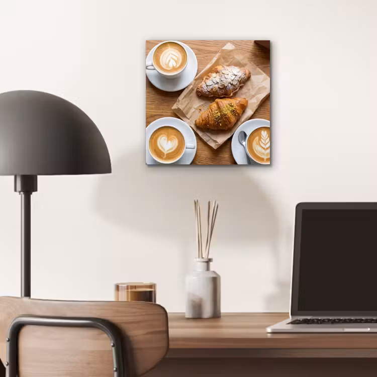 Aluminium schilderij - Eten - Croissant - Koffie - Ontbijt - Modern — 6