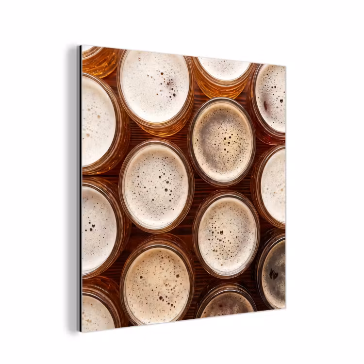 Aluminium schilderij - Eten - Glazen - Drank - Patroon - Bruin — 1