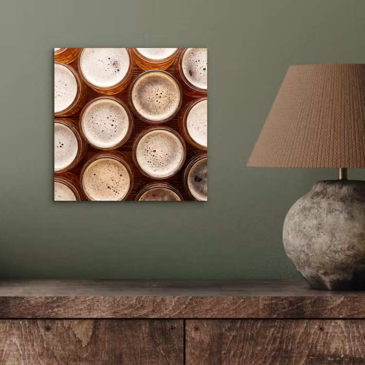 Aluminium schilderij - Eten - Glazen - Drank - Patroon - Bruin — 3