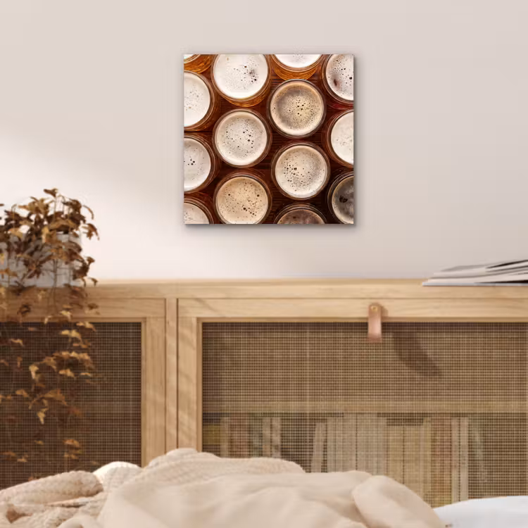 Aluminium schilderij - Eten - Glazen - Drank - Patroon - Bruin — 4