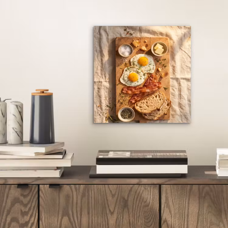 Aluminium schilderij - Eten - Ontbijt - Hout - Rustiek - Geel — 2