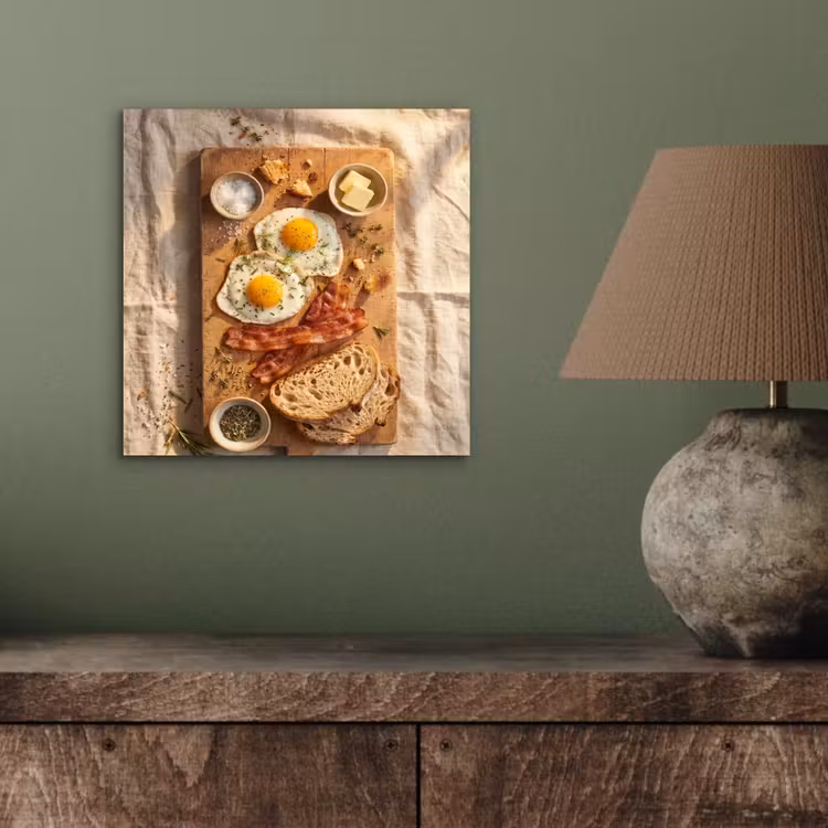 Aluminium schilderij - Eten - Ontbijt - Hout - Rustiek - Geel — 3