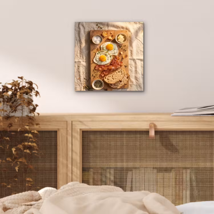 Aluminium schilderij - Eten - Ontbijt - Hout - Rustiek - Geel — 4