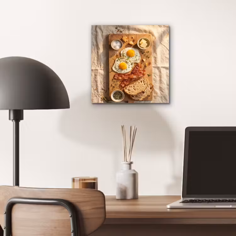 Aluminium schilderij - Eten - Ontbijt - Hout - Rustiek - Geel — 6