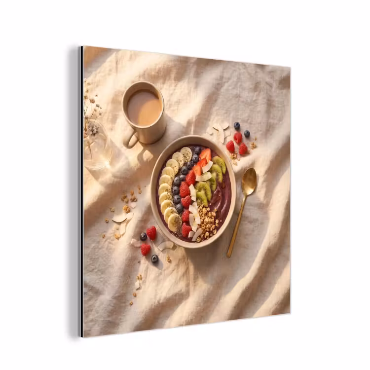Aluminium schilderij - Eten - Ontbijtkom - Fruit - Gezond - Kleurrijk — 1