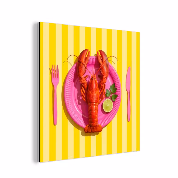 Aluminium schilderij - Eten - Roze - Geel - Modern - Culinaire — 1