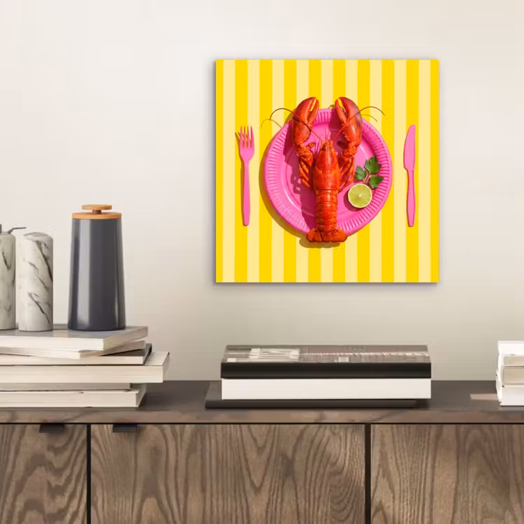 Aluminium schilderij - Eten - Roze - Geel - Modern - Culinaire — 2