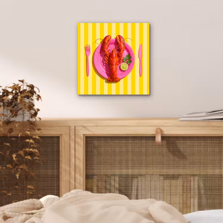 Aluminium schilderij - Eten - Roze - Geel - Modern - Culinaire — 4