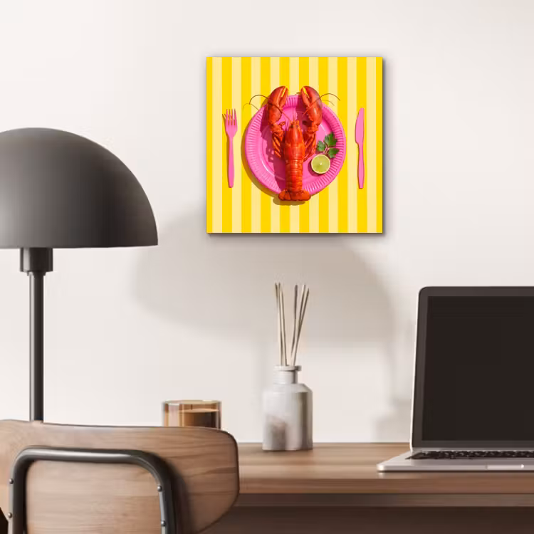 Aluminium schilderij - Eten - Roze - Geel - Modern - Culinaire — 6