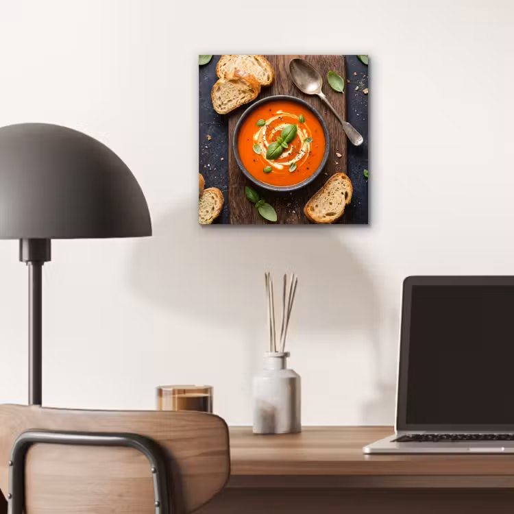 Aluminium schilderij - Eten - Soep - Basilicum - Rustiek - Rood — 6
