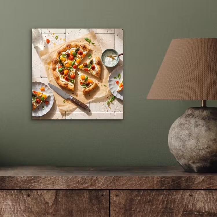 Aluminium schilderij - Eten - Tomaten - Basilicum - Maaltijd - Vers — 3