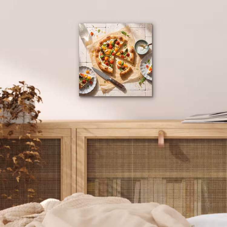 Aluminium schilderij - Eten - Tomaten - Basilicum - Maaltijd - Vers — 4