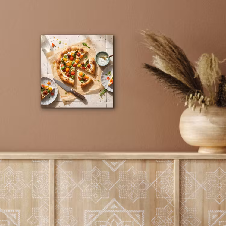 Aluminium schilderij - Eten - Tomaten - Basilicum - Maaltijd - Vers — 5