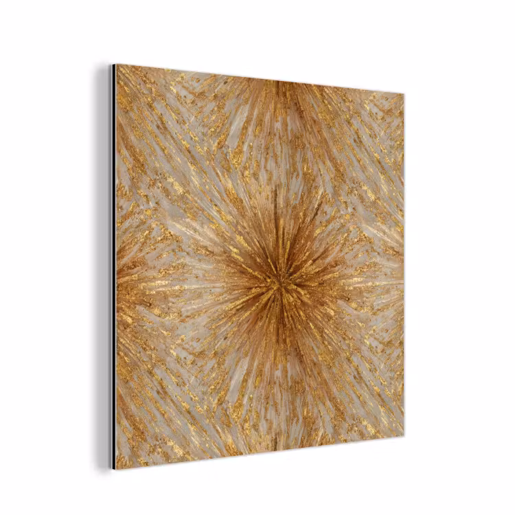 Aluminium schilderij - Explosie - Abstract - Goud - Wit — 1