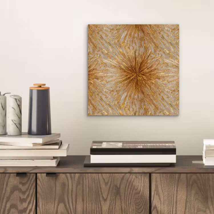 Aluminium schilderij - Explosie - Abstract - Goud - Wit — 2