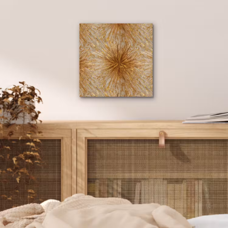 Aluminium schilderij - Explosie - Abstract - Goud - Wit — 4
