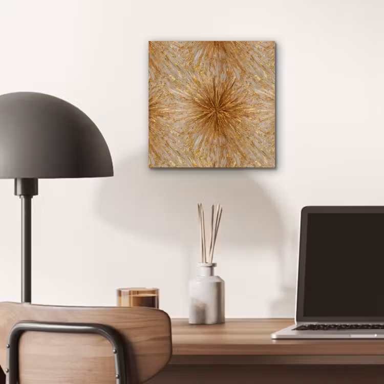 Aluminium schilderij - Explosie - Abstract - Goud - Wit — 6