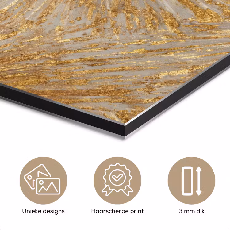 Aluminium schilderij - Explosie - Abstract - Goud - Wit — 7