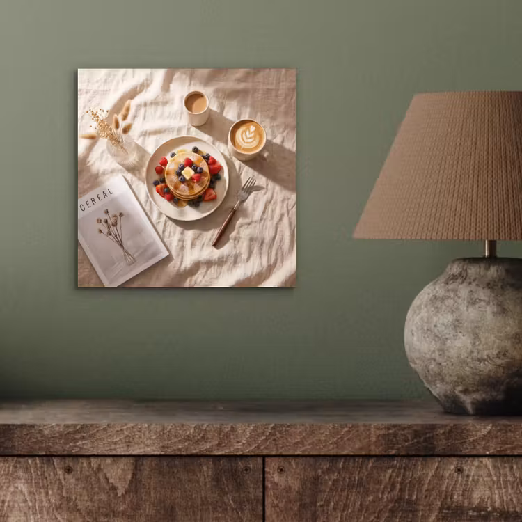 Aluminium schilderij - Pannenkoeken - Bessen - Ontbijt - Modern - Beige — 3