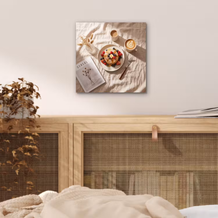 Aluminium schilderij - Pannenkoeken - Bessen - Ontbijt - Modern - Beige — 4