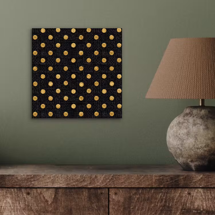 Aluminium schilderij - Polka Dot - Stippen - Goud - Zwart — 3