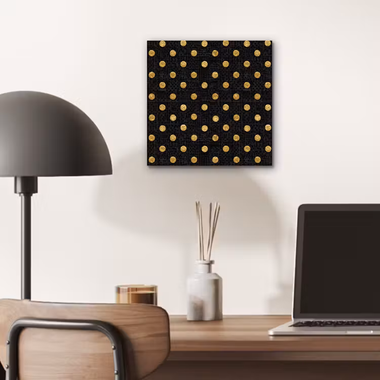 Aluminium schilderij - Polka Dot - Stippen - Goud - Zwart — 6