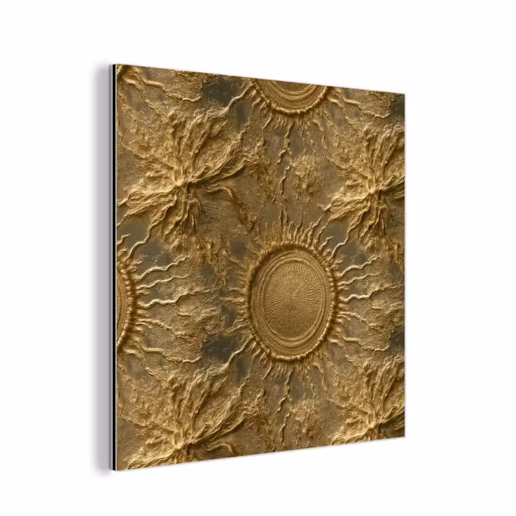 Aluminium schilderij - Zon - Reliëf - Antiek - Goud — 1