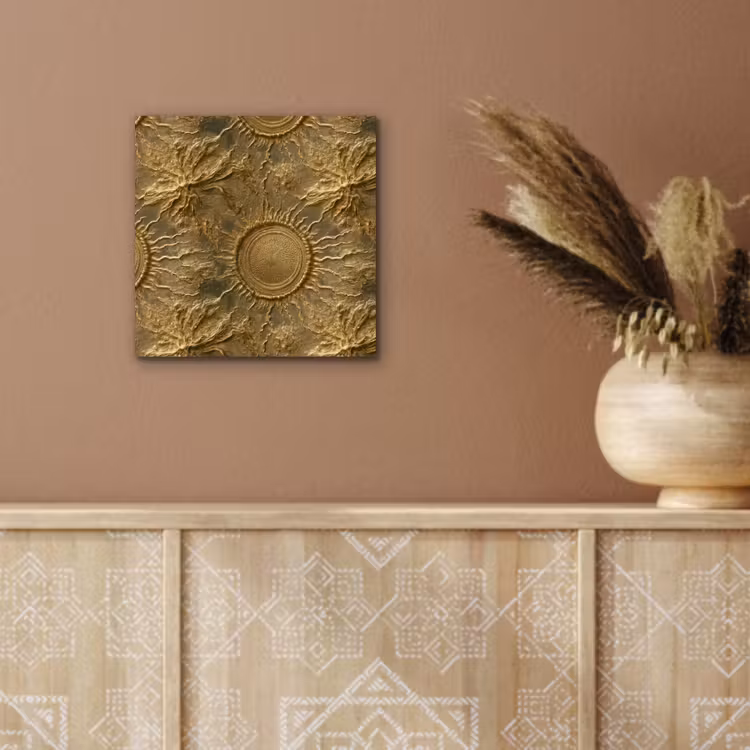 Aluminium schilderij - Zon - Reliëf - Antiek - Goud — 5