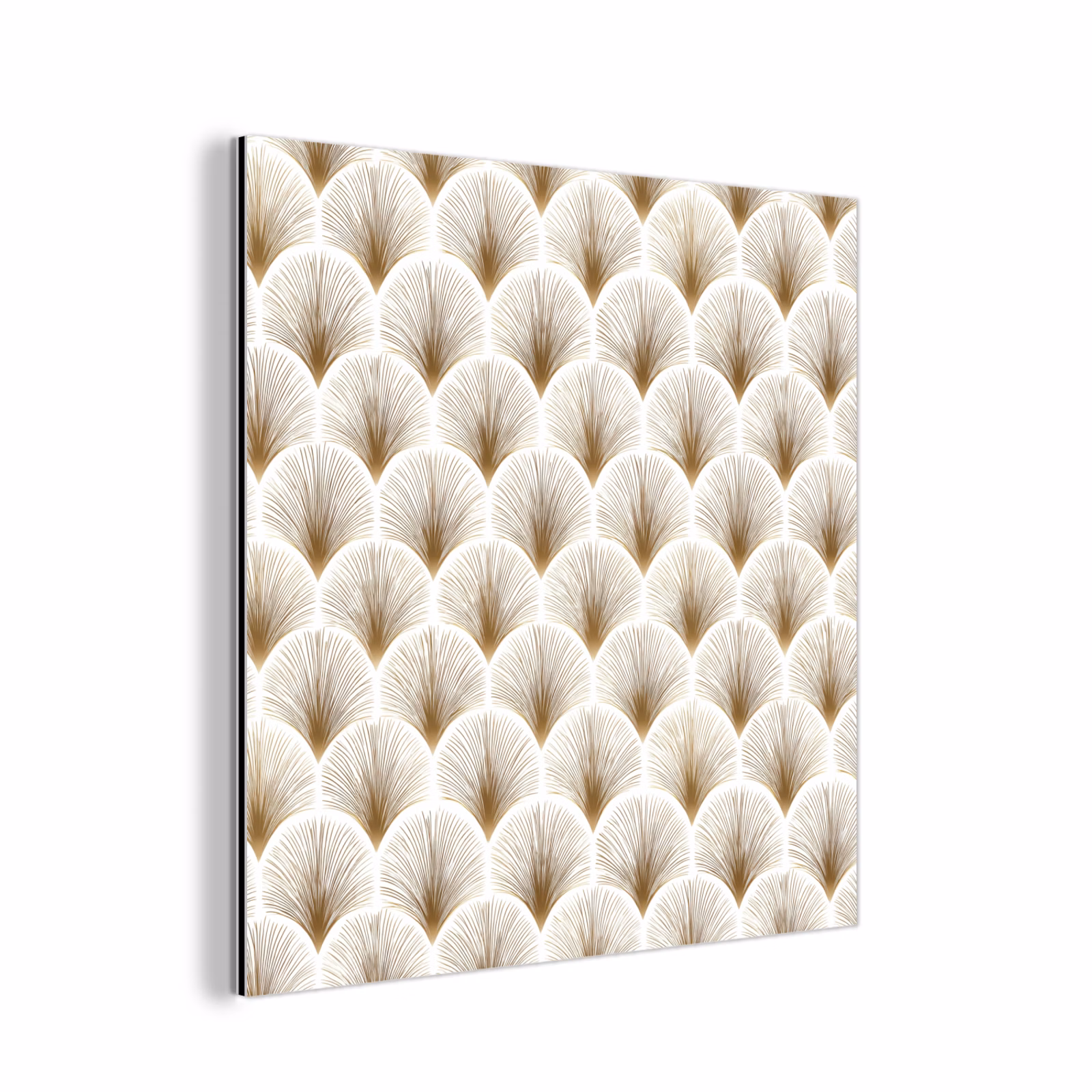 Aluminium schilderij - Waaiers - Art Deco - Elegant - Goud - Wit — 1