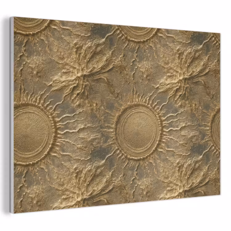 Akoestisch schilderij - Zon - Reliëf - Antiek - Goud — 1