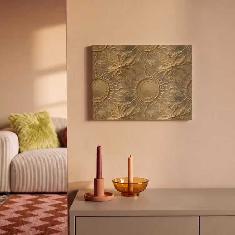 Akoestisch schilderij - Zon - Reliëf - Antiek - Goud — 2