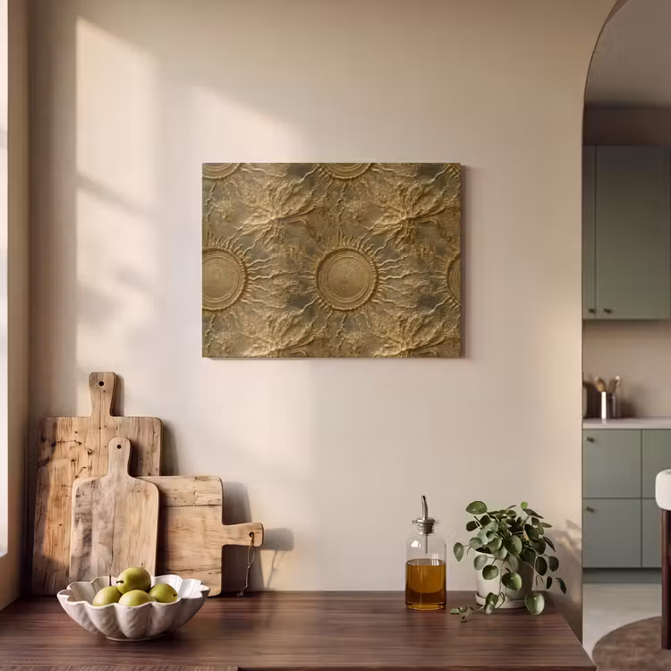 Akoestisch schilderij - Zon - Reliëf - Antiek - Goud — 3