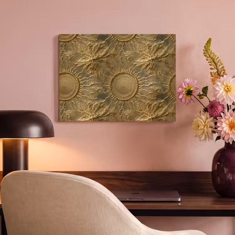 Akoestisch schilderij - Zon - Reliëf - Antiek - Goud — 4