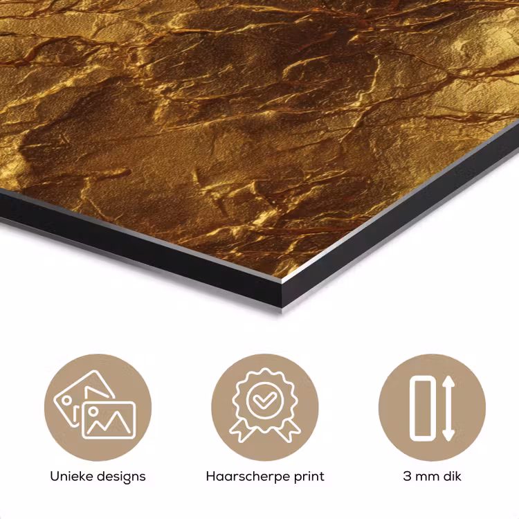 Aluminium schilderij - Bladgoud - Textuur - Goud — 7