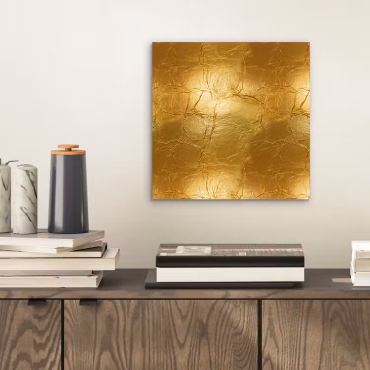 Aluminium schilderij - Bladgoud - Vintage - Textuur - Warm Goud — 2
