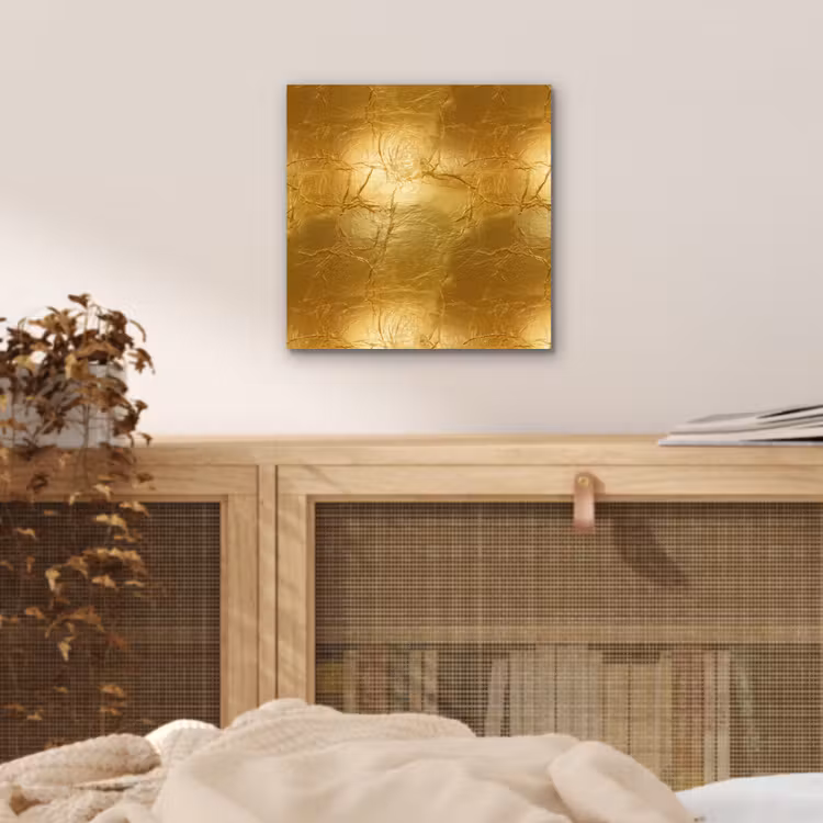 Aluminium schilderij - Bladgoud - Vintage - Textuur - Warm Goud — 4