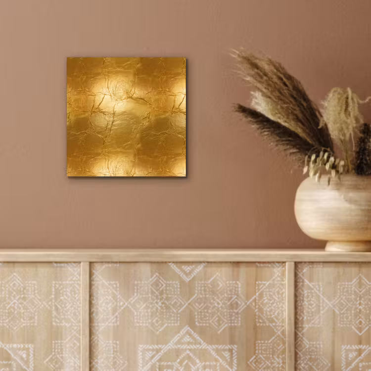 Aluminium schilderij - Bladgoud - Vintage - Textuur - Warm Goud — 5