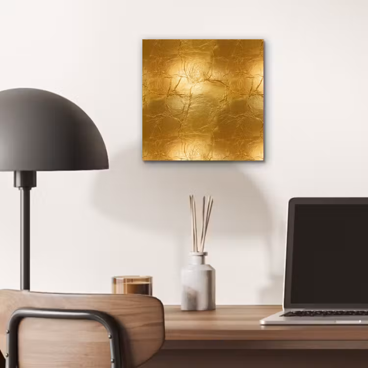 Aluminium schilderij - Bladgoud - Vintage - Textuur - Warm Goud — 6