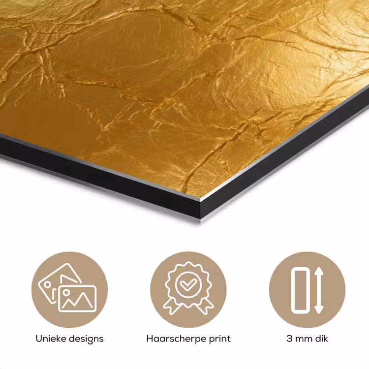 Aluminium schilderij - Bladgoud - Vintage - Textuur - Warm Goud — 7