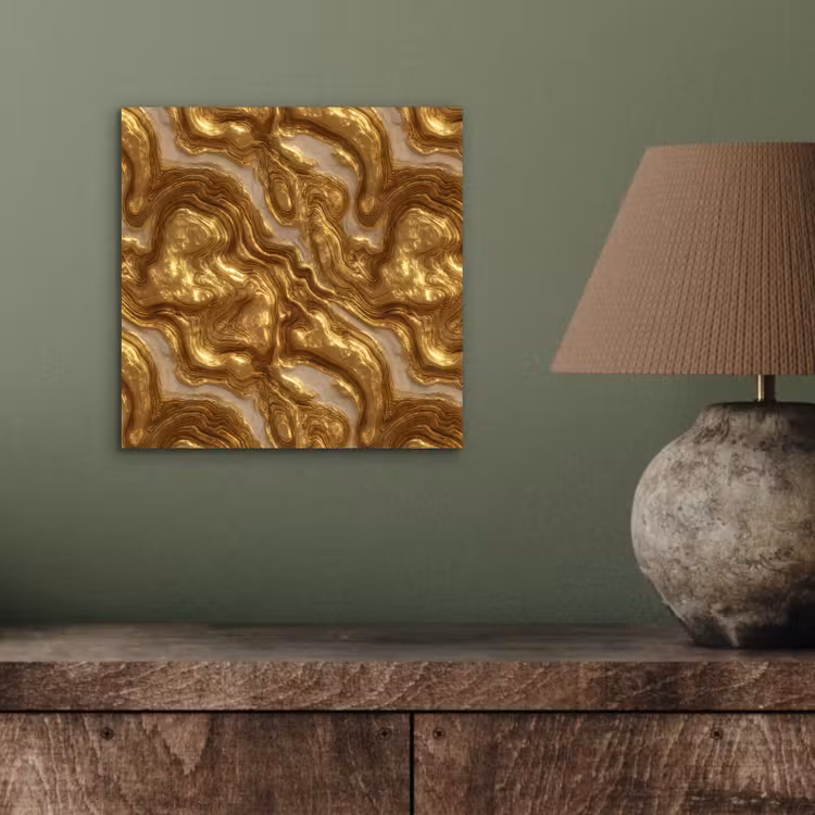 Aluminium schilderij - Golven - Organisch - Goud - Crème — 3