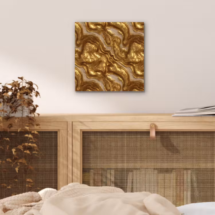 Aluminium schilderij - Golven - Organisch - Goud - Crème — 4