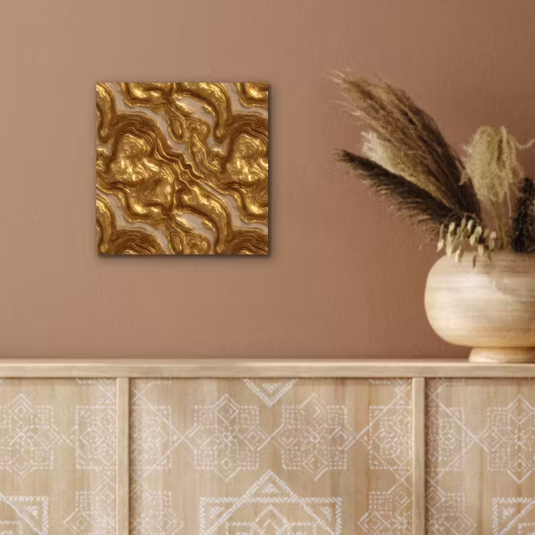 Aluminium schilderij - Golven - Organisch - Goud - Crème — 5
